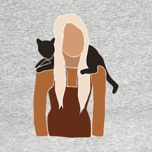 Woman Cat On Shoulder T-Shirt